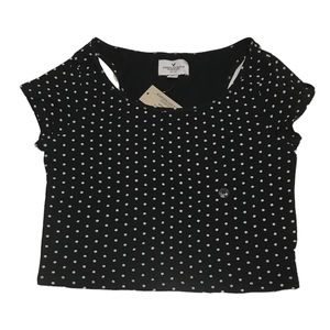 NWT American Eagle Black & White Polka Dot Crop Top